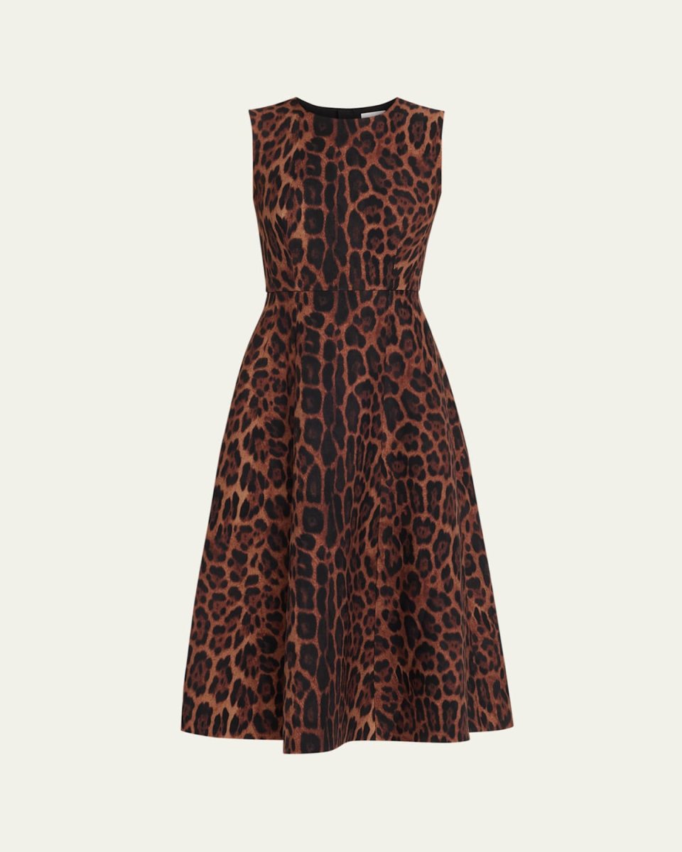 Eloise Ocelot-Print Sleeveless Dress